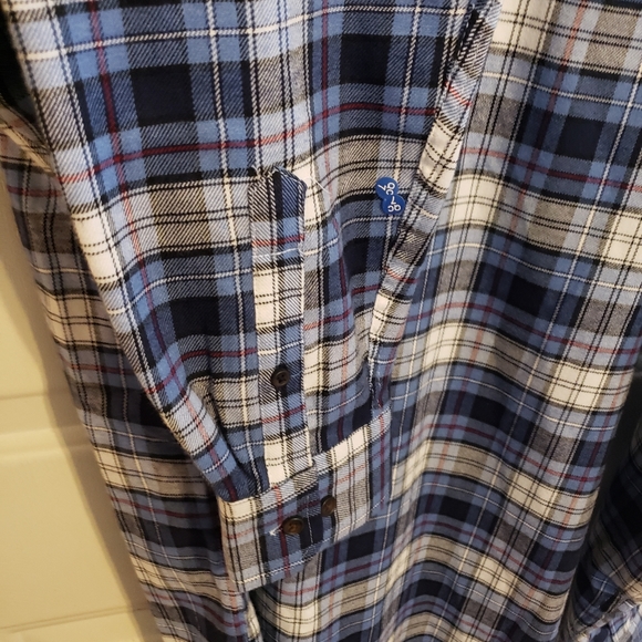 Izod Cobalt Plaid Long Sleeve Flannel Shirt - Picture 5 of 5